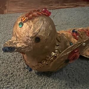 Vintage Large Paper mâché Easter Bird L 9.5” W 4+” Handmade EUC